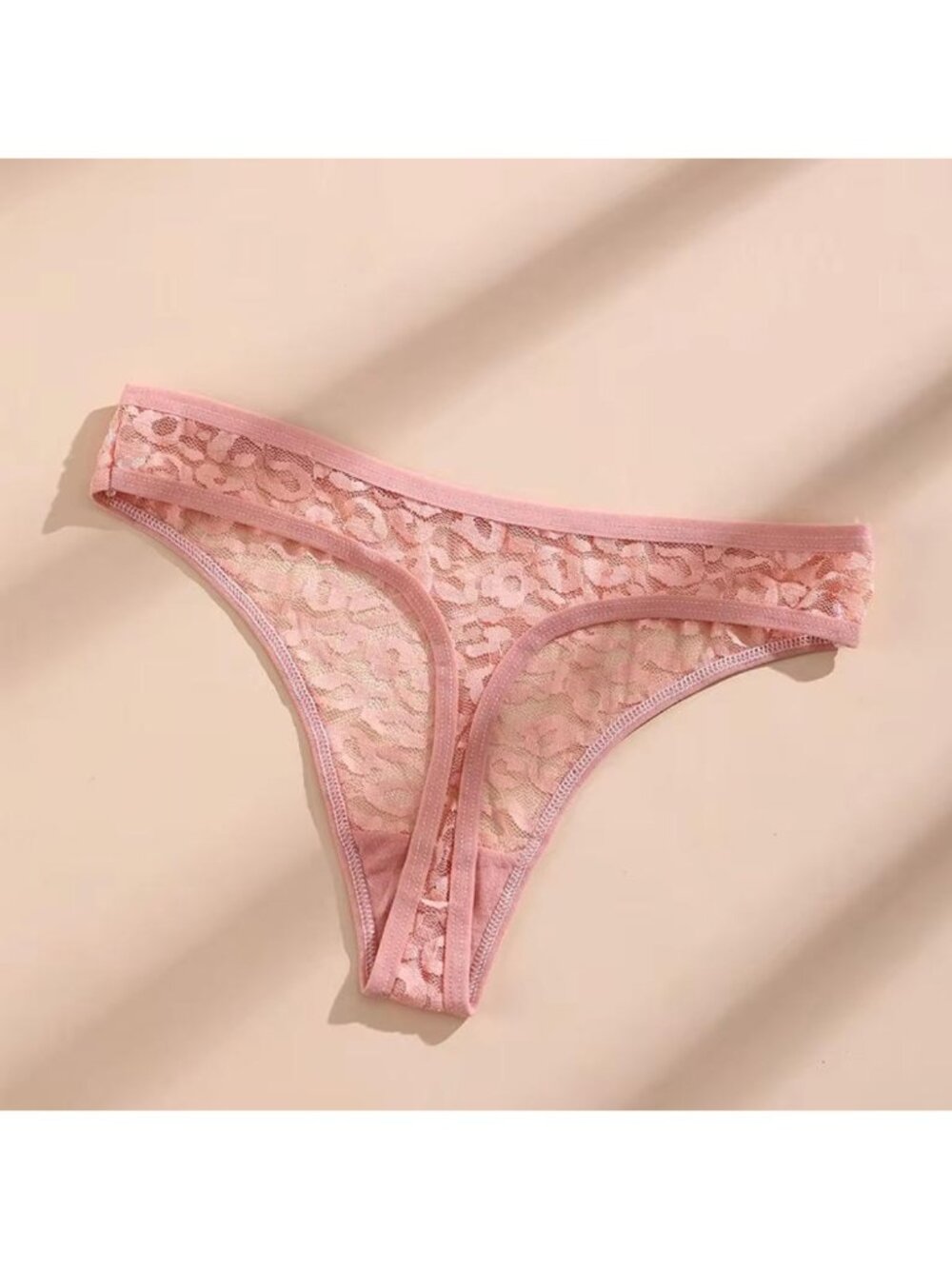 5PCS Pink Women's Fashionable Semi Transparent Thong, Comfortable And Sexy Linge